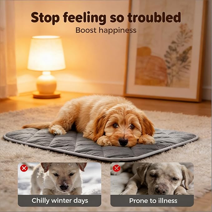 Thermal Reflection Pad for Dogs, Stop Joint Heat Loss – Restore Mobility & Comfort, Reflects Body Heat Back to Joints, No Electricity,Soft Sleeping Pad for Cold Floors, Washable (Brown, L)