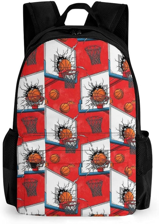 Rucksacks Multipurpose Anti-Theft Big Capacity Bookbag, Basketball Rack Red Travel Hiking Camping Rucksack With Padded Straps