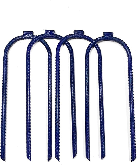Moonmama Ground Stakes Steel Rebar Stakes Tents Nails Heavy Duty Garden Stake Ground Anchor Pegs U Shaped Metal Fences Stake for Trampolines Camping Canopies Sheds Swing Sets, 10inch 4ge (4)