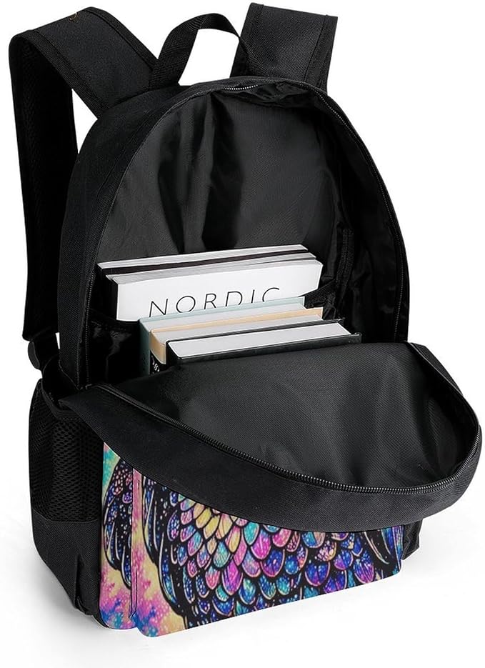 Supdreamc Rucksack Polyester Anti-Theft Multipurpose Galaxy Owl Bookbag Big Capacity Travel and Sport Backpack Rucksack With Side Pockets