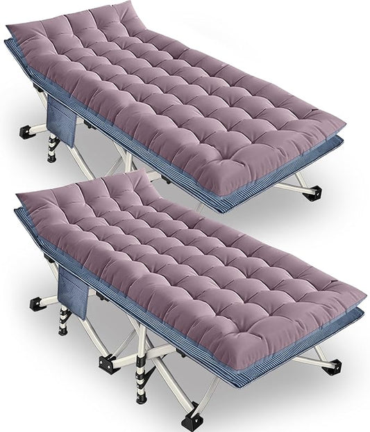 2-Pack Oversize Cot 79x18x32 Inch Extra Large Width XXL Camping Cot with Mattress Folding Cot Heavy Duty Comfortable Cots for Sleeping Guest Bed with Carry Bag Easy to Set-up for Home Indoor Outdoor