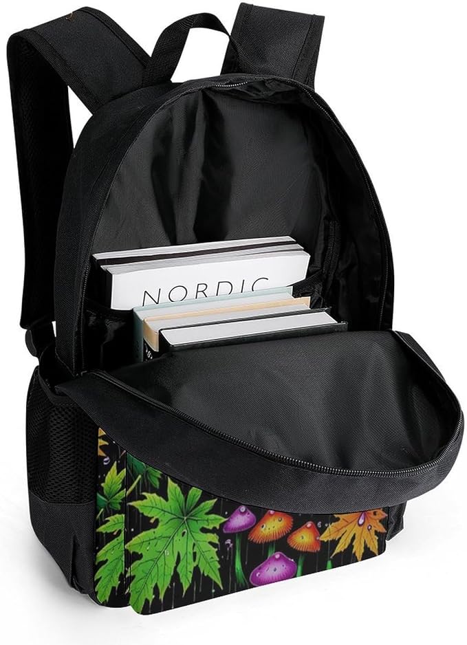 Polyester Daypack Bookbag for Gym Business Bicycle, Large Capacity Multipurpose Anti-Theft Carry On Bag, Trippy Eye Mushroom Art Travel Hiking Daypack