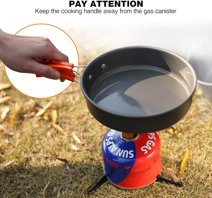 REDCAMP 6/10/11/12/14/15/19 PCS Camping Cookware Mess Kit Camping Gear Campfire Utensils Lightweight Stackable Pot Pan Bowls Soup Spoon with Storage Bag for Camping, Backpacking, Outdoor Cooking