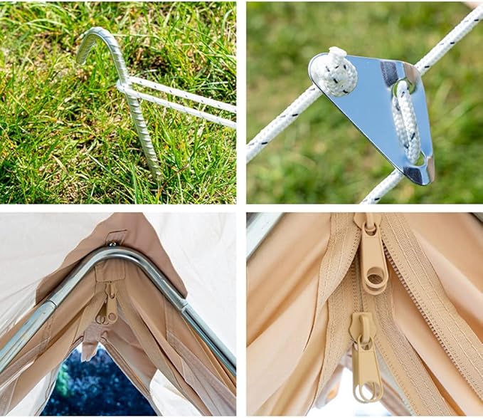 GeRRiT Family Camping Bell Tent 4 Season Luxury Outdoor Camping and Glamping Yurt Tent for Camping Hiking Christmas Party, 3M, Beige