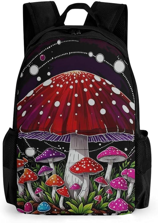 Backpack Anti-Theft Multipurpose Large Capacity Carry On Bag, Magic Mushrooms Trip Camping Outdoor Backpack With Side Pockets