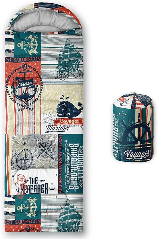 Kids Sleeping Bag for Boys Girls,Bohemian Cowboy Print-Lightweight Warm Portable Outdoor Indoor-Waterproof Cold Weather Resistant Sleeping Bag for Camping Hiking