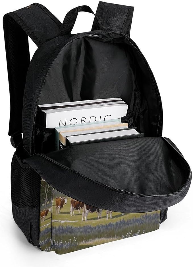 Daypack Backpack Anti-Theft Multipurpose Large Capacity Carry On Bag, Animal Herefords Cattle Party Traveling Camping Backpack With Side Pockets