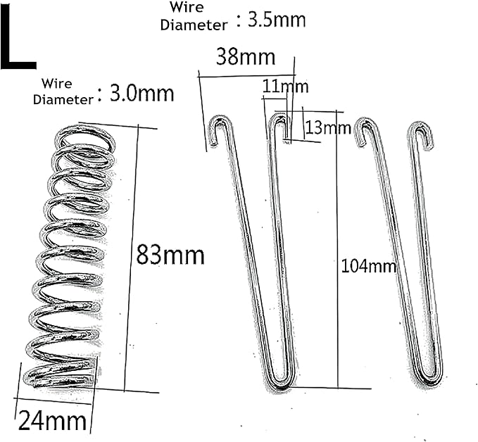 2Pcs Dog Leash Shock Absorbing Buffer Tension Spring Training Sun Shade, Heavy Duty Stainless Steel 304 Tent Rope Fixed Buckle Drawbar Spring (L)