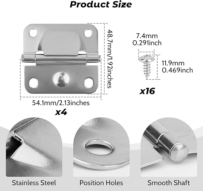 4PCS Cooler Hinge for Coleman, Stainless Steel Hinges Replacement with Screws, Compatible with Coleman Cooler, Cooler Accessory