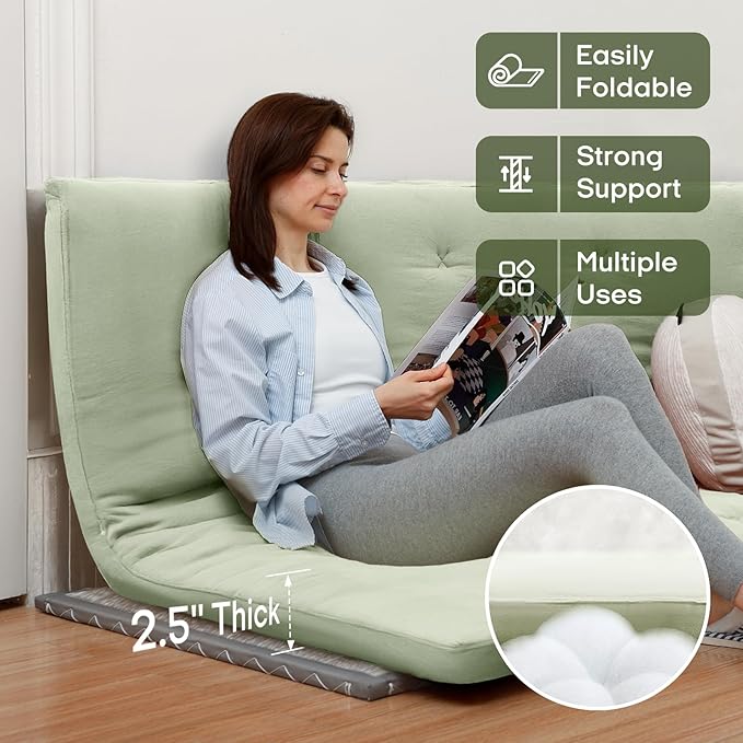 ZonLi Japanese Floor Futon Mattress Queen Size 80"x 60", 100% Cotton Cover 2.5'' Thicken Tatami Mattress, Foldable Sleeping Pad, Portable Dormitory Tatami Mat, Roll Up Floor Lounger Bed for Adult