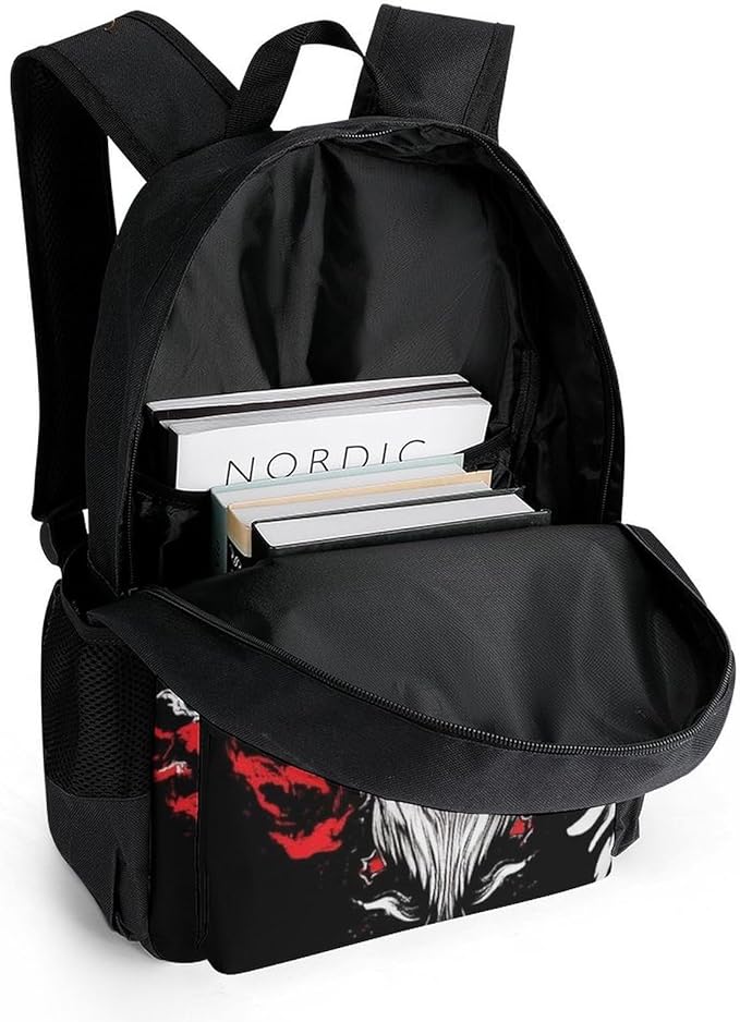 Polyester Daypack for Hiking Work Running, Big Capacity Anti-Theft Multipurpose Shoulder Bag, Japanese Kitsune Mask Fox Art Travel and Sport Backpack Rucksack