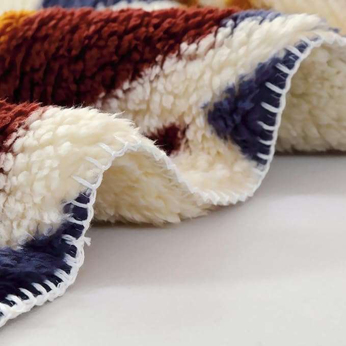 UKELER Boho Sherpa Throw Blanket 60'' × 80'', Ultra Soft Sherpa Fleece Blankets for All Season, Southwestern Aztec Cozy Blanket for Bed/Couch/Sofa/Office/Camping