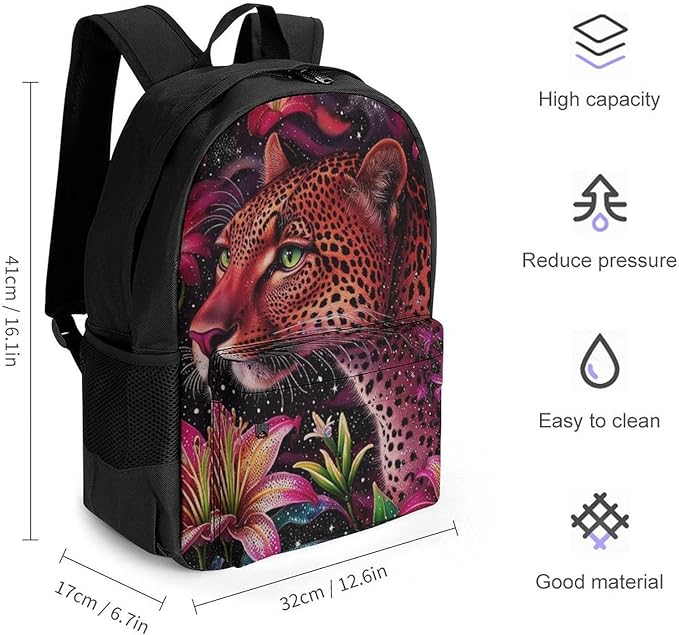 Supdreamc Rucksacks Lightweight Multipurpose Anti-Theft Beautiful Wild Animal Tiger Abstract Florals Art Shoulder Bag Large Capacity Business Computer Bag With Smooth Zippers