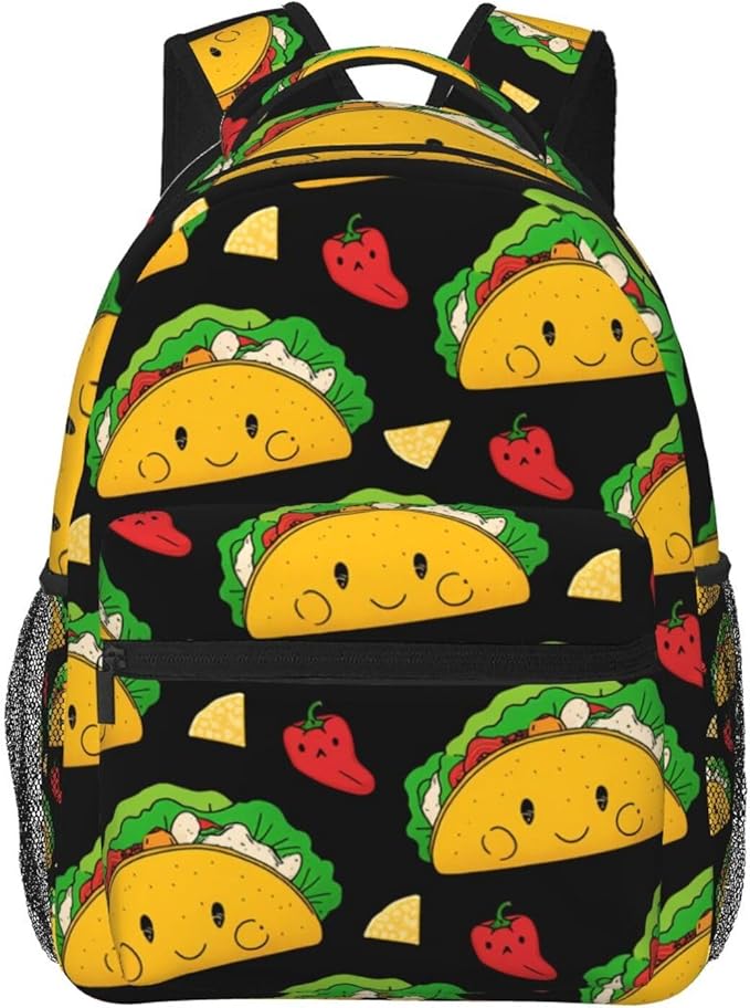 Men Women Lightweight Taco Tuesday Party Casual Daypack Big Capacity Bookbag With Padded Straps for Gym Travel Walking Cycling