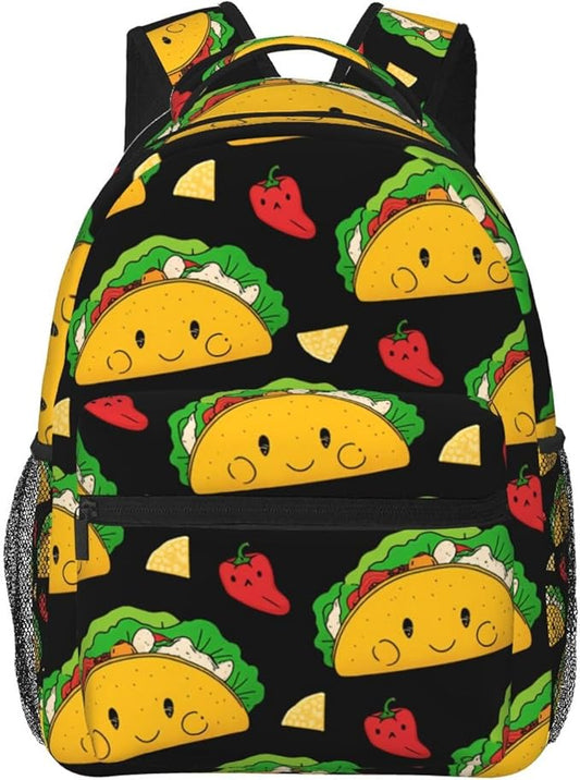 Men Women Lightweight Taco Tuesday Party Casual Daypack Big Capacity Bookbag With Padded Straps for Gym Travel Walking Cycling