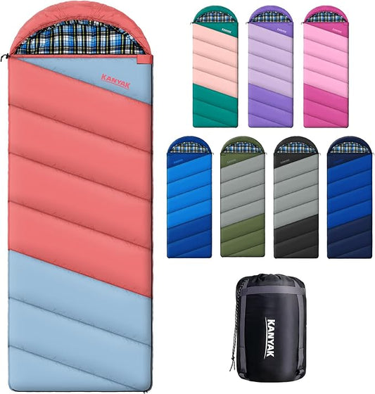 Cotton Flannel Liner Sleeping Bag for Adults Teens Kids, Cold Weather & Warm, 3 Seasons, Lightweight Compact Camping Essentials Equipment, Hiking, Outdoor, Travel