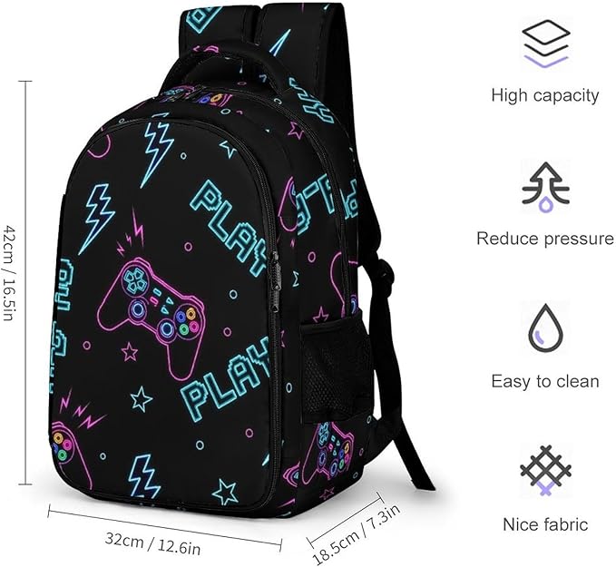 Business Laptop Backpack Games Video Game Blue, Waterproof Travel Anti Theft Computer Bag with Water Bottle Pockets Gifts for Men Women
