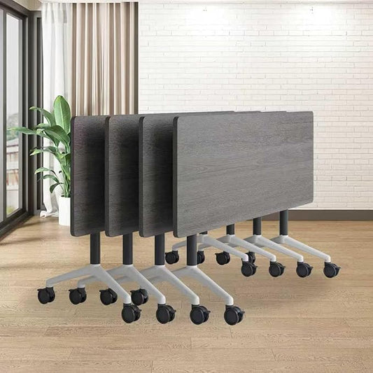 2Packs 70.8 Inch Folding Conference Table 5.91 Ft Space-Saving Training Classroom Table,Heavy-Duty Meeting Desk for Office Events,Easy Storage Design, Rectangular Table with Durable Legs Gray