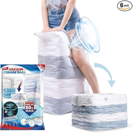 TAILI 6 Pack Vacuum Storage Bags, Jumbo Cube (31x40x15 Inch), Extra Large Vacuum Seal Bags for Comforters, Blankets, Bedding, Clothes, Closet Organization Space Saving, Clear
