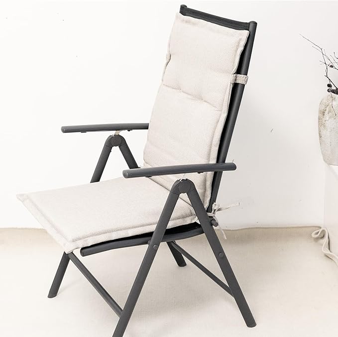 C-Hopetree Indoor High Back Rocking Chair Cushions for Glider and Swivel Rocker, Outdoor Replacement Highback Dining Seat Pads with Back Elastic and Ties, 18" x 42" x 1.5", Beige, Set of 1