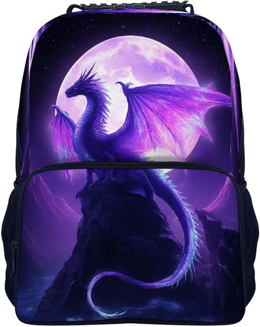 Backpack Lightweight Anti-Theft Multipurpose Purple Dragon Art Shoulder Bag Large Capacity Travel Hiking Backpack With Padded Straps