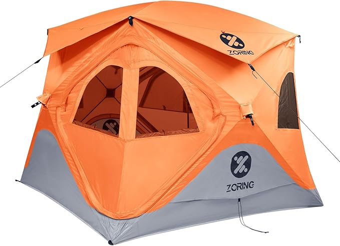 Pop Up Tent for Camping, Instant Cabin Hub Tent 4 Person, Waterproof Hub Shelter with Rainfly & Removable Floor, Easy Setup Windproof Large Family Shelter for Outdoor & Overlanding