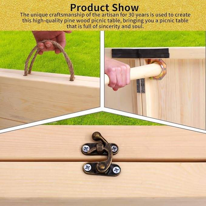 30 * 60 Low Picnic Table for Sitting on The Floor，Foldable Table for Patoi,Garden,Beach,Camping,with a Clear Varnish,Natural