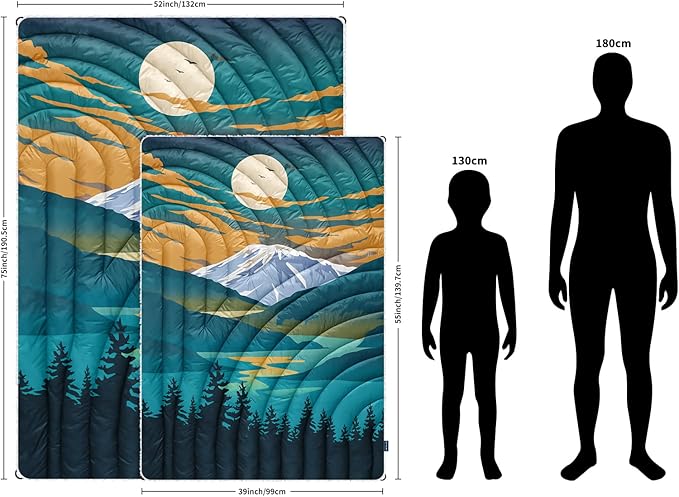 Outdoor Camping Blanket,Warm Thick Camp Blankets with Sherpa Lining Soft Fleece Camping Blanket Puffy Camping Quilt for Cold Weather Traveling, Stadium, Hiking, Picnics