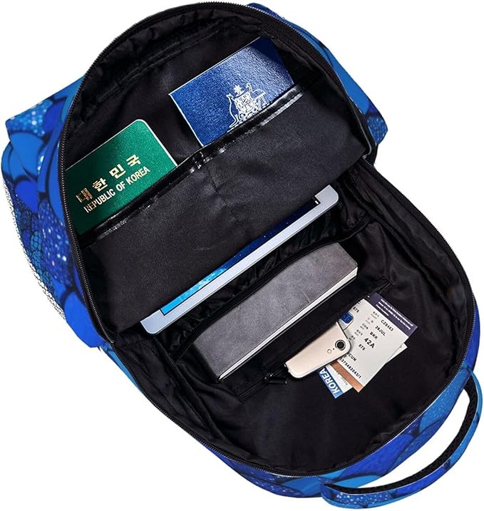 Backpack Anti-Theft Multipurpose Large Capacity Carry On Bag, Blue Scale Art Camping Outdoor Backpack With Side Pockets