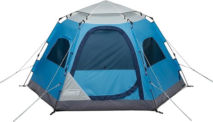 Coleman Camp Burst 4-Person Camping Tent, Umbrella-Style Pop-Up Tent with 45s Easy Setup, Dark Room Option Available, Tub Floor and Taped Seams Keep You Dry, 360° Views | Umbrella-Style, Pop-Up Tent, 45s Easy Setup, Tub Floor, Taped Seams