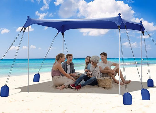 Gorich Beach Tent Sun Shelter with 8 Sandbags, UPF50+ Protection & Windproof Pop Up Beach Canopy Tent Sun Shade for Family, Travel & Camping, Easy Setup Canopy Umbrella