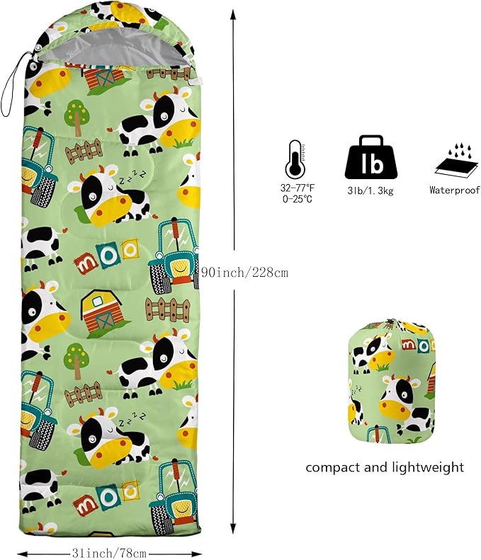 Kids Sleeping Bag for Boys and Girls,Monster Alien Print-Lightweight Warm Portable Outdoor Indoor-Waterproof Cold Weather Resistant Sleeping Bag for Camping Hiking