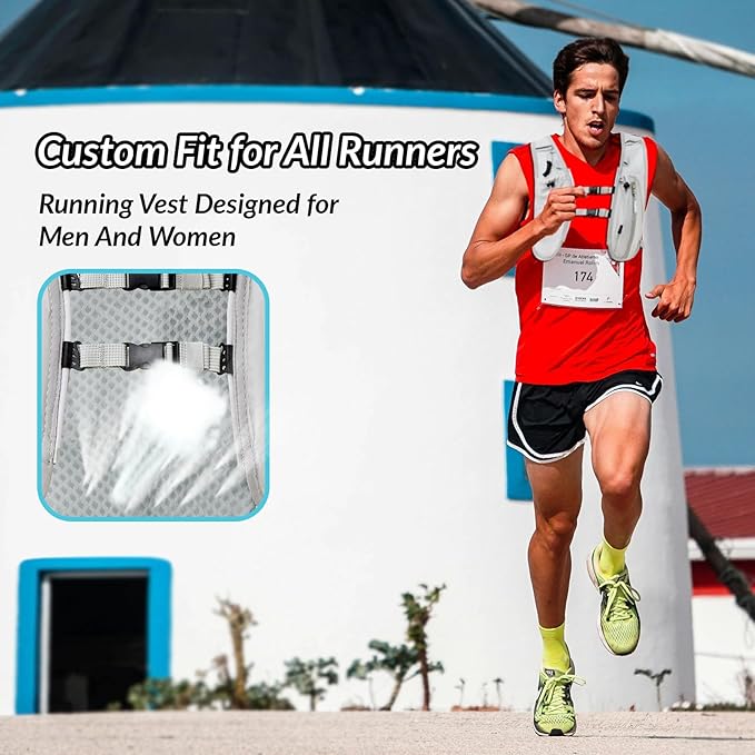 Running Vest for Women Men, Adjustable Hydration Backpack Breathable Reflective with 1.5L Water Bladder for Hiking, Trail, Running, Marathons, Cycling