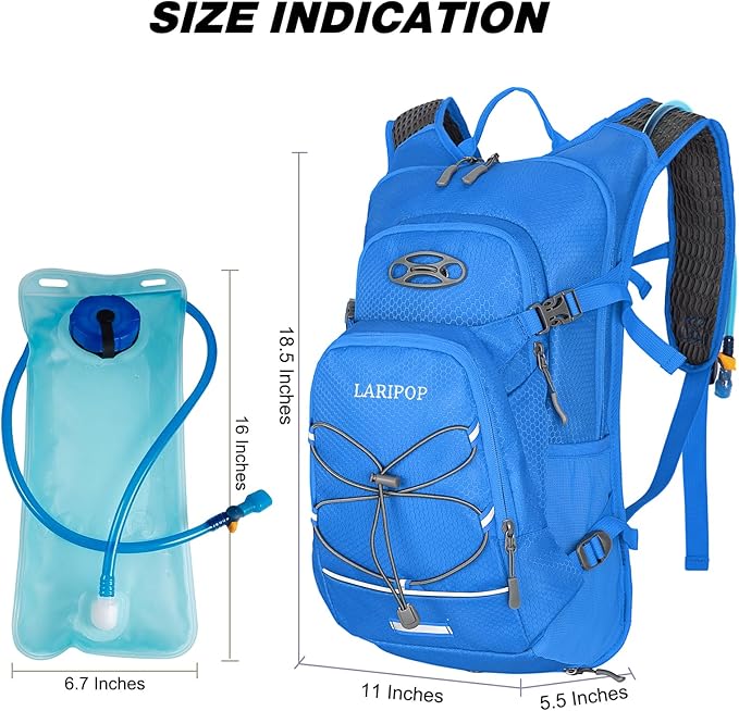 LARIPOP 18L Hydration Backpack with 2L Leak-Proof Water Bladder for Hiking Cycling Running Men Women