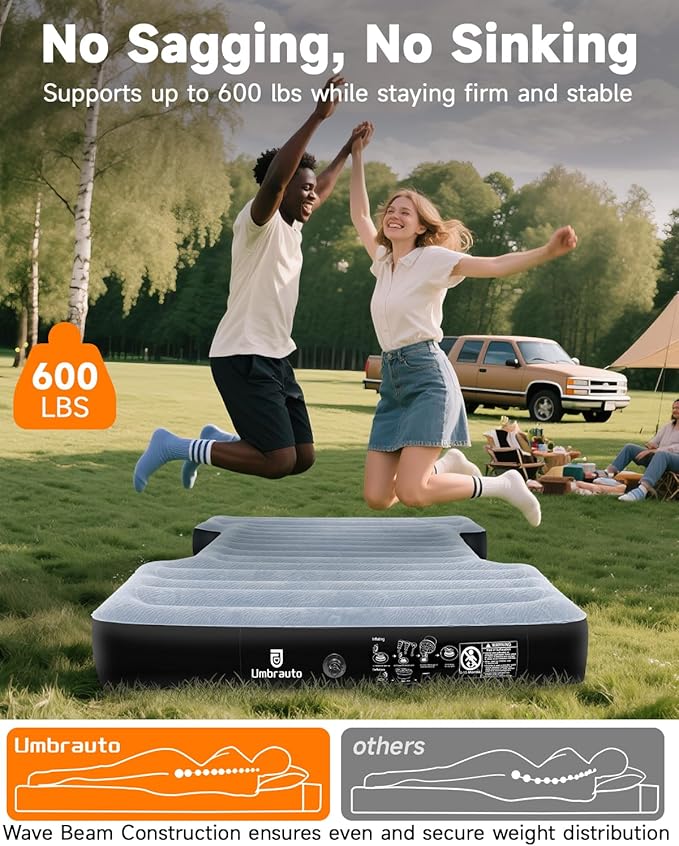 Umbrauto Air Mattress for 5.5-5.8 ft Full-Size Short Truck Beds, Inflatable Truck Tent Airbed with Pump, Pickup Camper Air Bed for Camping