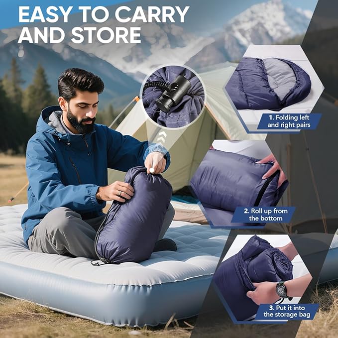 OBTANIM Sleeping Bags Portable Waterproof Camping Sleeping Bag for Adults Kids 4 Seasons Cold Weather or Warm Backpacking Hiking Mountaineering Indoor Outdoor Use