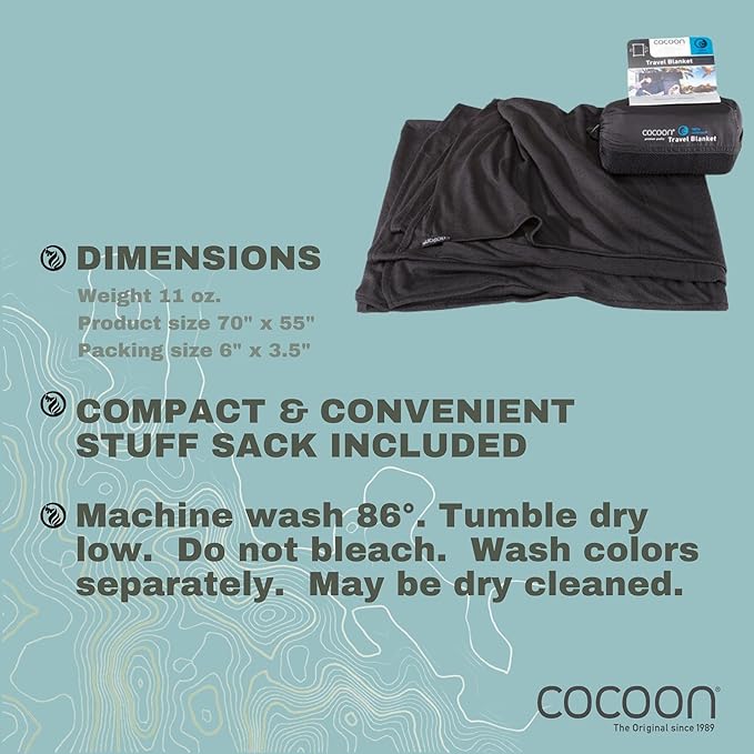 COCOON - Premium - Coolmax - Travel Blanket - Black