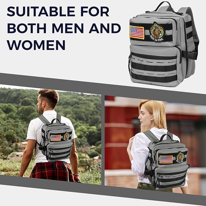 9L Mini Tactical Backpack for Men Women,Small Military Tactical Backpack for Sport,Gym,Hiking,Travel,Camping (Gray)