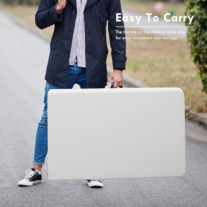 6ft Table, Foldable Table with Foldable, Easy to Carry, for Family Gatherings, Outdoor Gatherings, Indoor