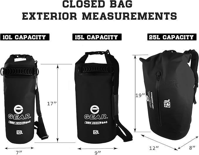 Enthusiast Gear Insulated Dry Bag Floating Cooler – 10L / 15L / 25L Roll Top, Leak Proof, Waterproof, Collapsible, with Padded Shoulder Strap - Perfect for Kayaking Fishing Beach