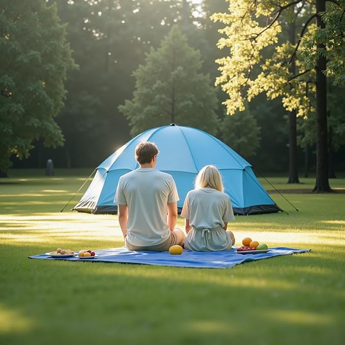 Wind Tour Portable Multifunctional Outdoor Camping Tarp Groundsheet Footprint Lightweight Floor and Ground Tarps for Camping Hiking with Carry Bag (Blue-177" x 177")