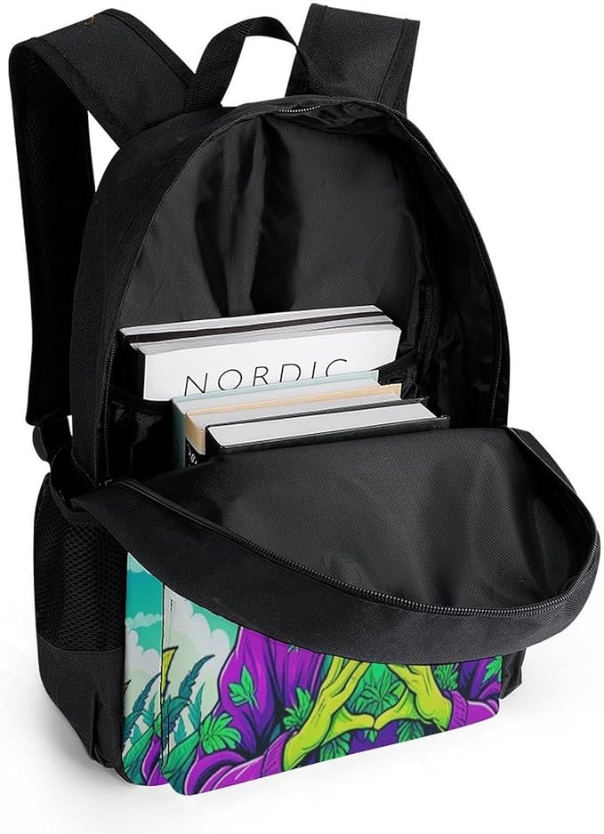 Lightweight Daypack for Camping Business Walking Cycling, Large Capacity Anti-Theft Multipurpose Bookbag, Alien Smoking Marijuanaweed Art Gym Outdoor Hiking Backpack