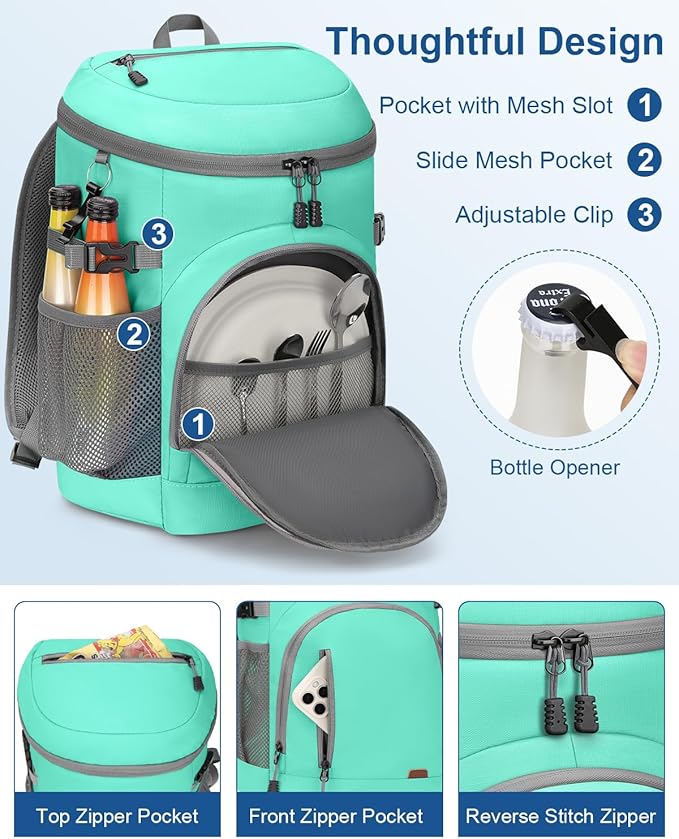 Cooler Backpack Insulated Waterproof,30/45 Cans Backpack Coolers Leakproof Lunch Backpack for Men Women Portable Soft Cooler Bag for Beach Camping Trave Picnic