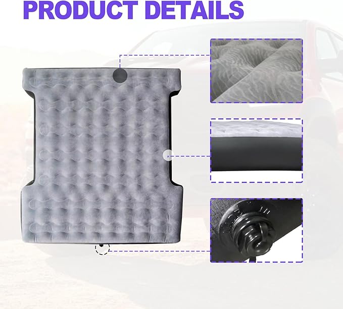 Vrasly Inflatable Truck Bed Air Mattress / 5.5ft to 5.8ft Truck Box/Converts to Full Double Size Bed/Inflatable Truck Bed Mattresses for Short/Mattress Mats with Pump&Carry Bag