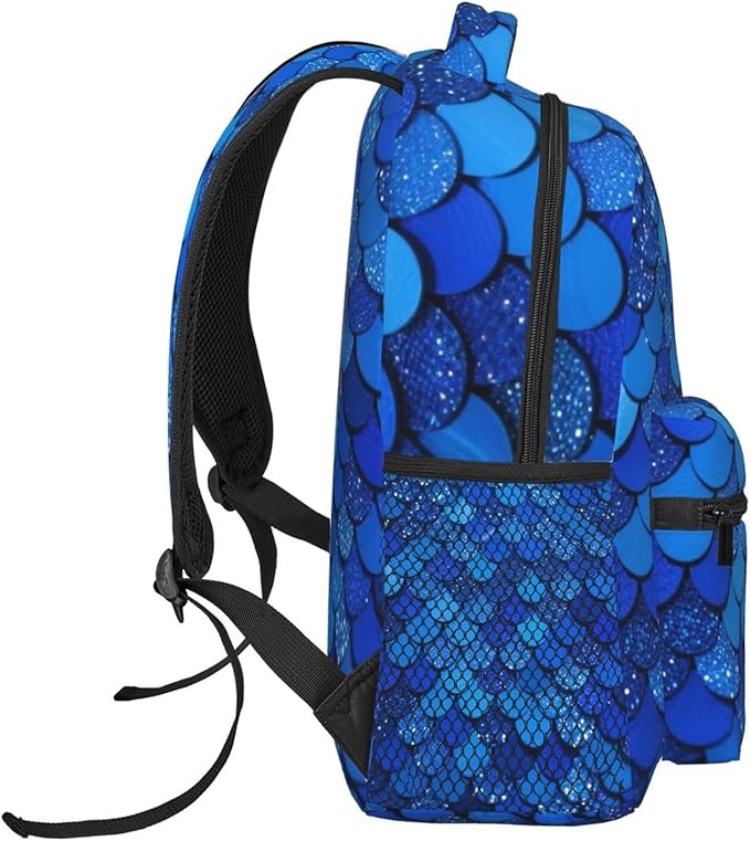 Backpack Anti-Theft Multipurpose Large Capacity Carry On Bag, Blue Scale Art Camping Outdoor Backpack With Side Pockets