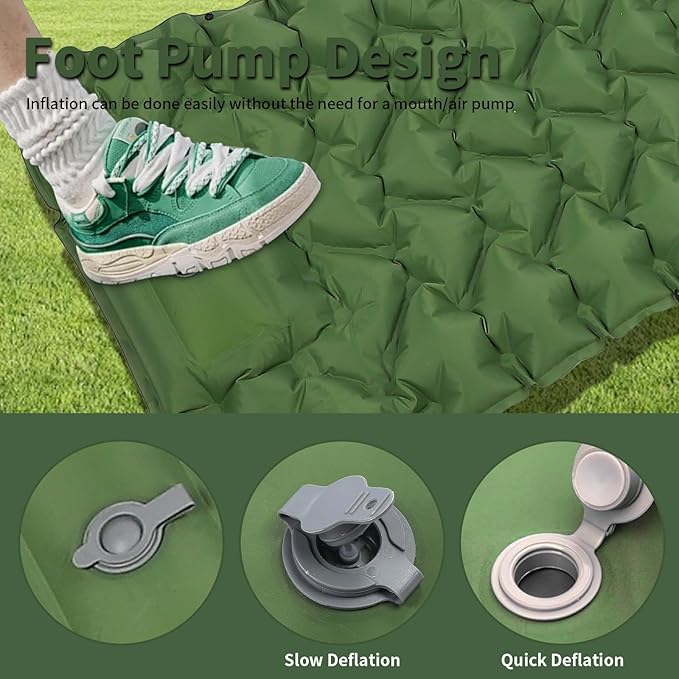 Camping Sleeping Pad,Self Inflating Sleeping Pad with Pillow Built-in Foot Pump, Ultralight Portable Inflatable Sleeping Pads for Outdoor Camping, Backpacking,Hiking,Tents,Includes Carry Bag