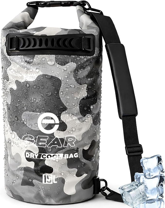 Enthusiast Gear Insulated Dry Bag Floating Cooler – 10L / 15L / 25L Roll Top, Leak Proof, Waterproof, Collapsible, with Padded Shoulder Strap - Perfect for Kayaking Fishing Beach