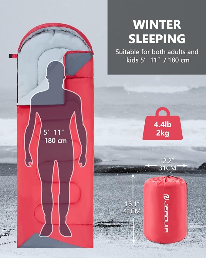 Sleeping Bags for Adults Cold Weather - 20 Degree Big&Tall Size Backpacking Lightweight Waterproof for Girls Boys Mens Teen Women for Camping Hiking Outdoor Travel Hunting with Compression Bags