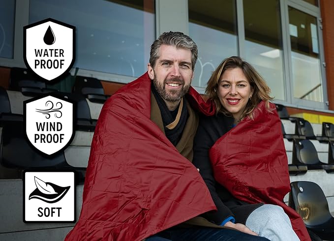 Waterproof Outdoor Blanket Large Fleece Camping & Stadium Blankets for Cold Weather. Perfect for Outdoors, Car, Dogs, Boat, Picnic. Windproof, Extra Warm, Machine Washable.