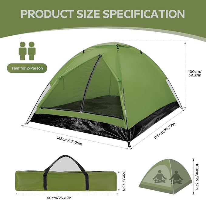 1-2 one Person Two Persons Small Camping Tents for Hiking with rainfly, Esay Set up Dome Tent with Carrying Bag,Basic Portable Camping Small Tents for Backpacking
